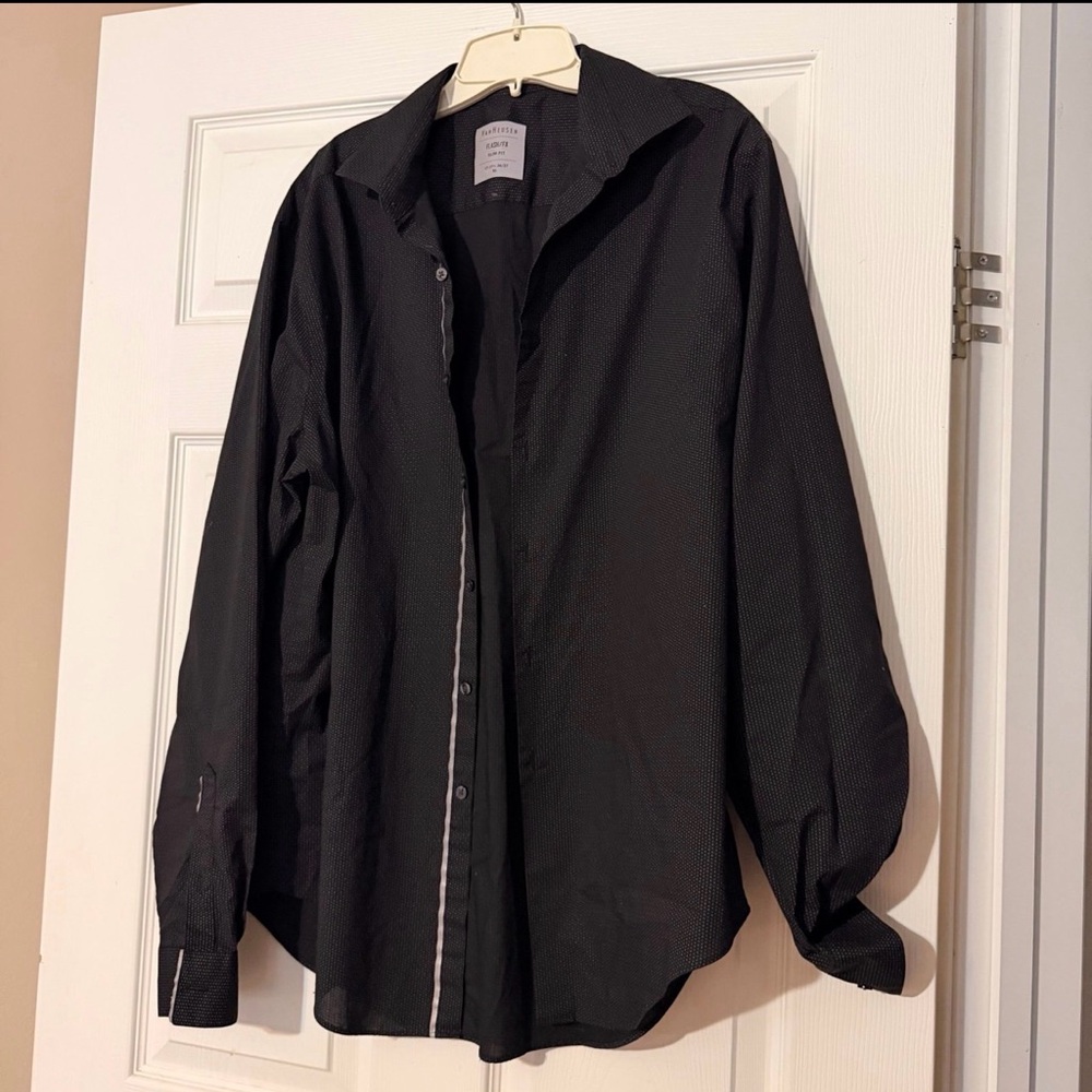 Vintage Men’s Van Heusen Flash FX Slim Fit Black Button Shirt Xl